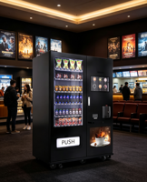 Distributeur automatique 2-en-1 sur pied pour snacks, boissons et café, avec écran tactile et service en libre-service