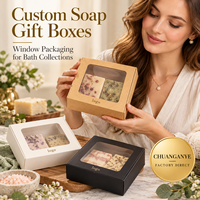 Boîte cadeau auto-scellante pour coffrets de savons artisanaux avec fenêtre de présentation et commandes en gros pour la vente au détail