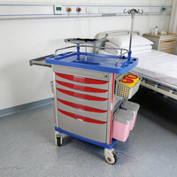 Carrito de Emergencia con Cajones y Soporte para Suero para RCP, Estante para Desfibrilador, Diseño de Amplificador de Flujo Natural