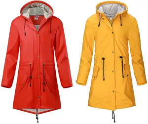 聚氨酯针织面料防水防风长款雨衣时尚雨衣英国流行
