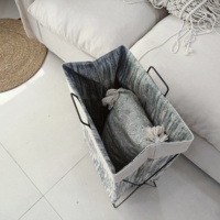 Vente chaude Portable Pliant Pliable Salle De Bains Panier De Rangement Étanche En Métal Panier À Linge