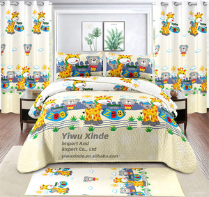 Recién llegado, habitación de sábanas para camas para niños, juego de sábanas de <span class=keywords><strong>colcha</strong></span> de tamaño doble con cortinas a juego - Product Image 3