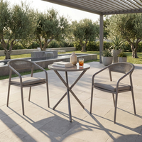 Ensemble bistrot rond en rotin PE pour extérieur, 3 pièces, structure en acier thermolaqué, table et chaises pour jardin, balcon