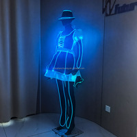 Costume de danseuse à fibres optiques avec fil EL lumineux pour boîte de nuit, rave, scène, Halloween, carnaval, défilé, cosplay, événement, spectacle