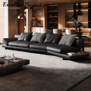 Canapé en cuir avec cadre en bois de style côtier minimaliste italien, pour salon, appuie-tête réglable, housses amovibles et lavables, différentes tailles - Product Image 1