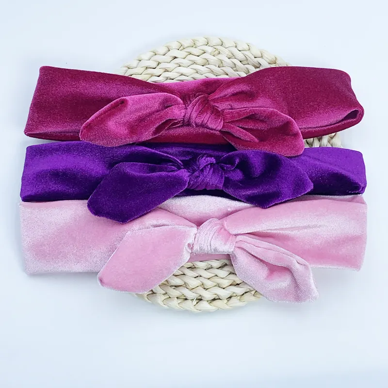 Funky Velvet Hair Bow Girl Outdoor Bogen Kopf bedeckung Diy Haarschmuck für Frauen Baby Stirnband