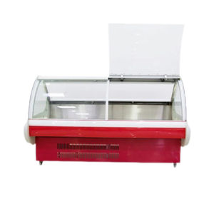 Équipement de réfrigération commerciale supermarché <span class=keywords><strong>boucherie</strong></span> courbe verre congélateur viande affichage réfrigérateur - Product Image 2