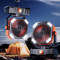 Nouveau ventilateur portable de camping extérieur avec charge USB, lumière LED, recharge d'eau et humidification