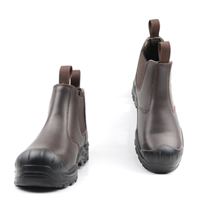 Bottes de sécurité <span class=keywords><strong>Chelsea</strong></span> en cuir véritable imperméables et antistatiques avec embout en acier marron - Product Image 4