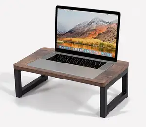 Monitor do computador de madeira com armazenamento Laptop stand Exibição ergonômica mesa Fontes de escritório impressora fax máquina prateleira