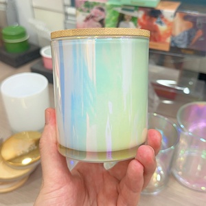Pot à bougie en verre arc-en-ciel <span class=keywords><strong>LUXE</strong></span> Design 4oz 7oz 10oz 14oz, conteneur personnalisé pour remplir de la cire parfumée, logo et emballage personnalisés - Product Image 2