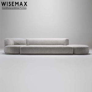 WISEMAX FURNITURE Canapé moderne minimaliste multifonctionnel en bois avec cadre rotatif, tissu en lin blanc, 3 places pour salon - Product Image 5