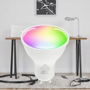 Foco Inteligente GU10 RGB de 6W, AC85V-265V, LED Regulable, Certificado CE, Plástico, Control por Voz y Aplicación Wi-Fi, Uso Residencial - Product Image 4
