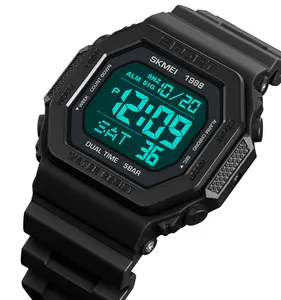 Skmei relógio de pulso digital, 1988 skmei fábrica relógios relógio esportivo relógio personalizado logotipo eletrônico de luxo relógio de contagem regressiva oem/mm