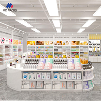 Comptoir de pharmacie durable et écologique PSD2602 avec finition stratifiée et éclairage LED pour l'aménagement de magasins de médicaments