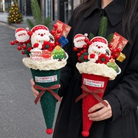 Bouquet de fleurs en peluche en forme de cône de Noël, cadeau de Noël pour petite amie et meilleures amies, ornement créatif et attentionné pour le salon