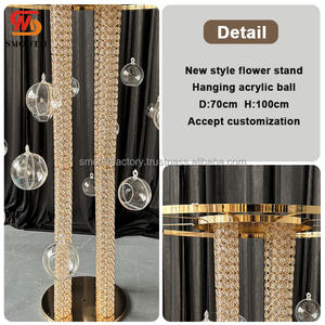 LEDA Soporte de Flores Redondo de Lujo Dorado de 100 cm de Altura para Mesa de Boda, Bola Decorativa Acrílica Colgante de Alta Calidad para Eventos - Product Image 4