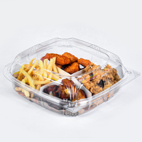 Boîte d'emballage pour hamburger en plastique jetable PET, transparente, type clamshell, pour la restauration rapide, les gâteaux et les plats à emporter