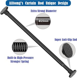 Tringle à rideau sans perçage, télescopique de 60 à 120 cm, rail de douche réglable, rail à rideau pour fenêtres, armoire, salle de bain, vente par correspondance - Product Image 3