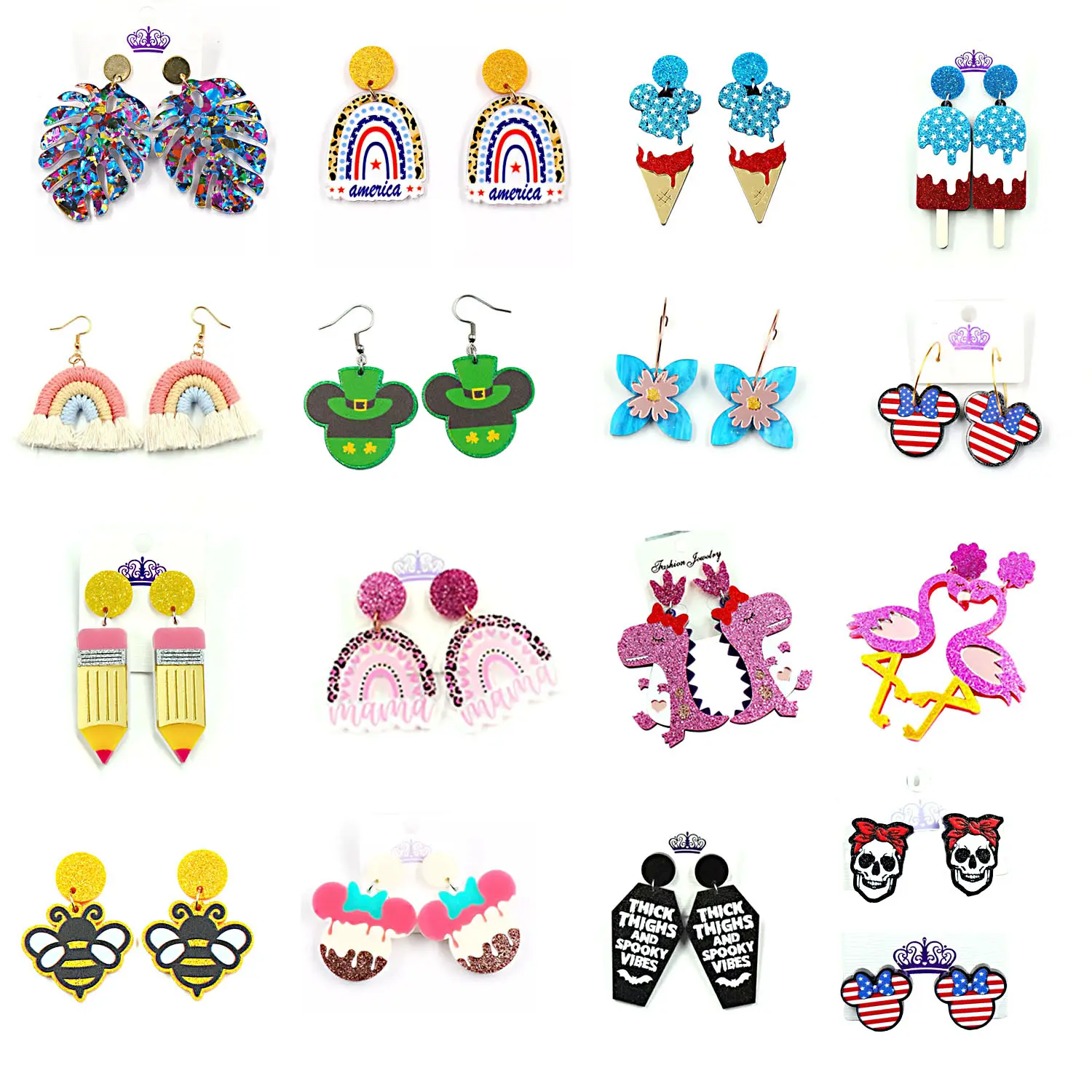 Factory wholesale high quality popular Handmade cute fashion Earrings 2022 Glitter Acrylic Jewelry
