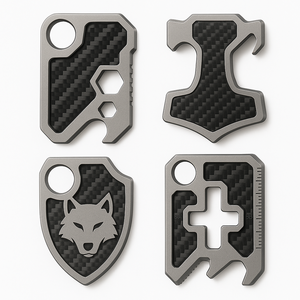 Tùy Chỉnh Titan Sợi Carbon Edc Túi Công Cụ Thẻ CNC Ví Kích Thước Sự Sống Còn Công Cụ Với Hex Bit Và Keychain Lỗ - Product Image 3