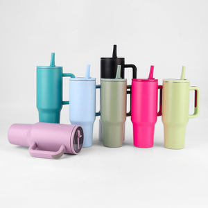 カスタム昇華ステンレス鋼30オンス/40オンス屋外用保温タンブラー、ハンドルとストロー付きトラベルコーヒーマグ - Product Image 2