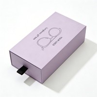 Boîte à lunettes de soleil de luxe mate violette avec logo personnalisé, emballage rigide en papier avec insert en EVA, emballage cadeau haut de gamme pour lunettes