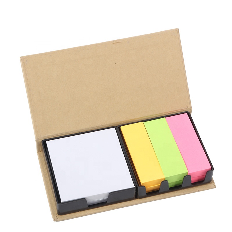 Настраиваемая рекламная Экологически чистая переработанная крафт-бумага, самоклеящаяся клейкая коробка для заметок, набор блокнотов