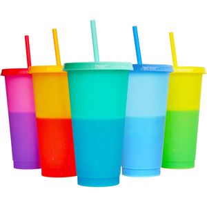 Venta Directa de Fábrica, Vaso de Plástico de Pared Simple de 750 ml con Tapa y Pajita, Apto para Alimentos, de PP - Product Image 1