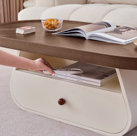 Table basse moderne minimaliste rétro, table à thé ovale en noyer, design de luxe léger pour petit salon, usage domestique