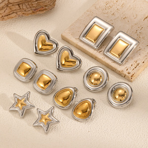 ต่างหูสตั๊ดสแตนเลสสำหรับผู้หญิง joyeria de acero inoxidable aretes Para mujer - Product Image 2