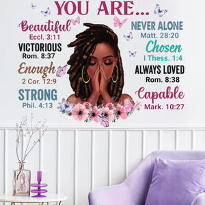 Adesivi da parete per salone di bellezza con citazione ispiratrice per decorazione della stanza delle ragazze - Product Image 1