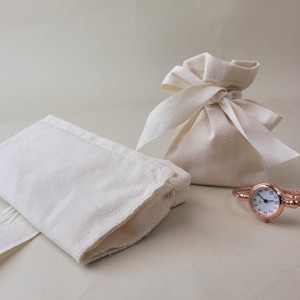 Sac à cordon en toile de coton biologique haut de gamme blanc pour le rangement et l'emballage de bijoux - Product Image 5