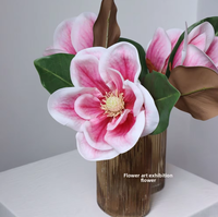 Fleur artificielle haut de gamme en soie gelée douce, à tête unique, grand modèle, effet magnolia blanc simulé, avec revêtement tactile et technique de gaufrage en relief