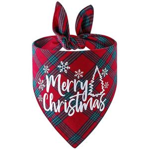 وشاح مثلث جديد للحيوانات الأليفة بنمط عيد الميلاد على طراز إنستغرام، وشاح كلاسيكي بنقشة مربعات حمراء وسوداء وخضراء للكلاب والقطط في الصيف والشتاء والربيع - Product Image 3