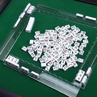 Règle de Mahjong Américain Professionnelle Portable de Luxe en Acrylique Effet Écaille de Tortue avec Bord Ondulé et Fente pour Cartes