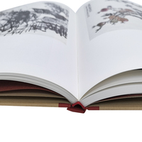 Livre de collection d'art de peinture à l'encre chinoise personnalisé à couverture rigide, texte chinois gaufré, reliure à ruban rouge, vente en gros d'usine OEM