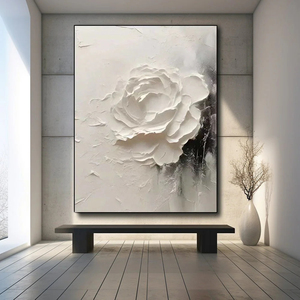 <span class=keywords><strong>Peinture</strong></span> murale abstraite moderne en acrylique, texture plastique, <span class=keywords><strong>fleurs</strong></span> noires et blanches, 100% peinte à la main, œuvre d'art faite à la main, pour intérieur - Product Image 6