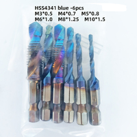 Edc — ensemble de robinets à combinaison de perceuse 6 pièces, avec fonction de chanfrein, pack de boîte M3 M4 M5 M6 M8 M10