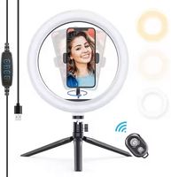 Set Lampu LED Fotografi 6 "8" 10 "12" Inch, Lampu Isi Ulang untuk Siaran Langsung, Penyangga Ponsel untuk Siaran Langsung, Lampu Rias