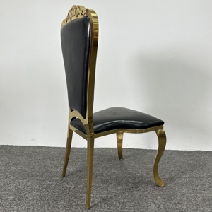 Chaises empilables élégantes à dossier haut capitonné avec <span class=keywords><strong>strass</strong></span>, coussin en PU <span class=keywords><strong>noir</strong></span>, pour hôtel, banquet, réception - Product Image 6