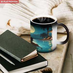 Mug à café en céramique noir givré 11 oz, tasse magique changeant de couleur à la chaleur, détente à la maison - Product Image 3