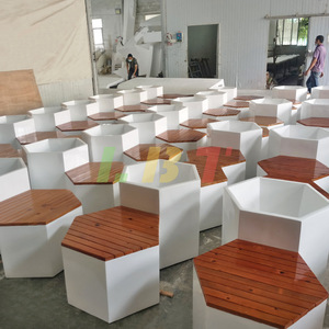 Fiberglass Flower Pot Stool 3600*695*650mm Durable Outdoor Patio <b>Bench</b> Modern Design - Product Image 2