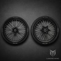 Ensemble de roues Supermoto Surron Ultra Bee 17 pouces avec moyeu CNC usiné et jante à rayons noire pour moto électrique tout-terrain, prêt pour la piste