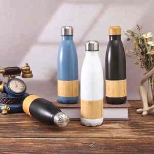 Gobelet isotherme à double paroi en acier inoxydable 304 avec manchon en bambou imitation bois, écologique et anti-fuite, pour le bureau - Product Image 1