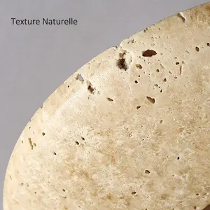 Потолочный светильник Wabi Sabi из желтого травертина и дерева, светодиодный, дисковой формы, в скандинавском стиле, для дома, столовой, прихожей, коридора, балкона, отеля - Product Image 4