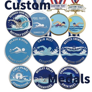 Fabrikpreis Maßgefertigte Metall-Emaille Personalisierte Schwimm-Sportmedaillen Blanko-Metallmedaillen für Schwimmen - Product Image 1
