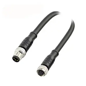 Straight to straight male and female m8 3 pins circular connector cable