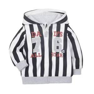 Veste pour bébé fille en coton 100% brodée, à rayures noires, avec fermeture éclair, vente chaude - Product Image 1
