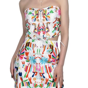 Vestido de Traje Sexy sin Mangas con Bordado Personalizado de Moda para Mujer OEM, Top y Falda - Product Image 1